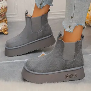 Women'S Chunky Platform Ankle Boots with Thick Rubber Sole - Round Toe Lace-Up Winter Boots in Brown/Red - All-Season Casual & Formal