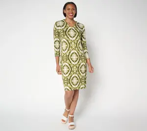 Belle Boho by Kim Gravel Petite Rayon Spandex Geo Sheath Dress