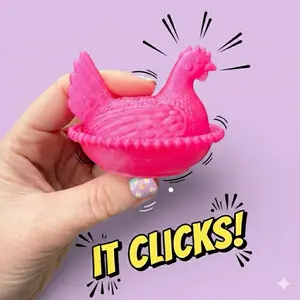 3D Print Hen-on-Nest Clicker Desk Decor – Cottagecore Farmhouse Decor