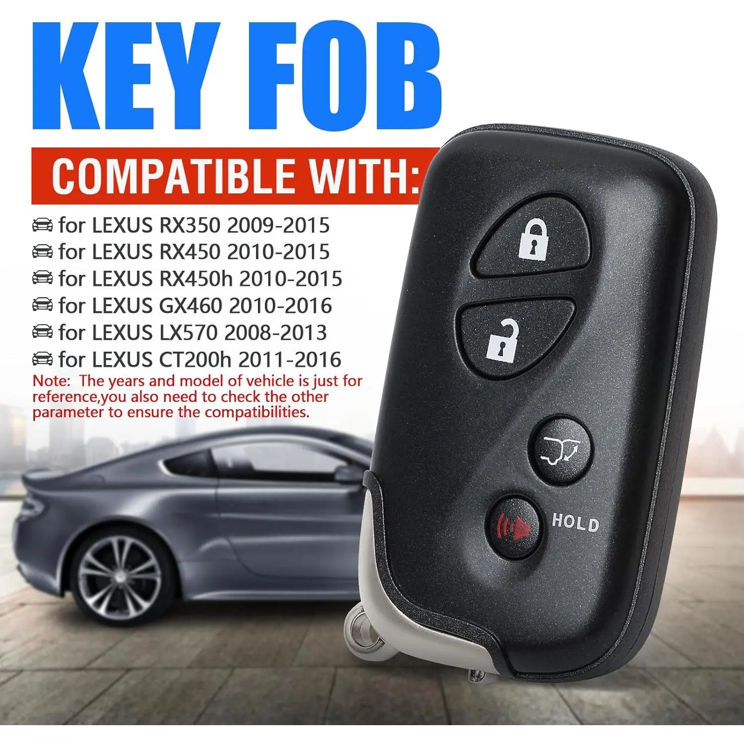 Smart Key Remote Transmitter for Lexus RX350/RX450/GX460/LX570/CT200h ...