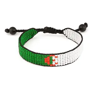 Algeria Flag Bracelet: Handmade Adjustable Beaded Wristband