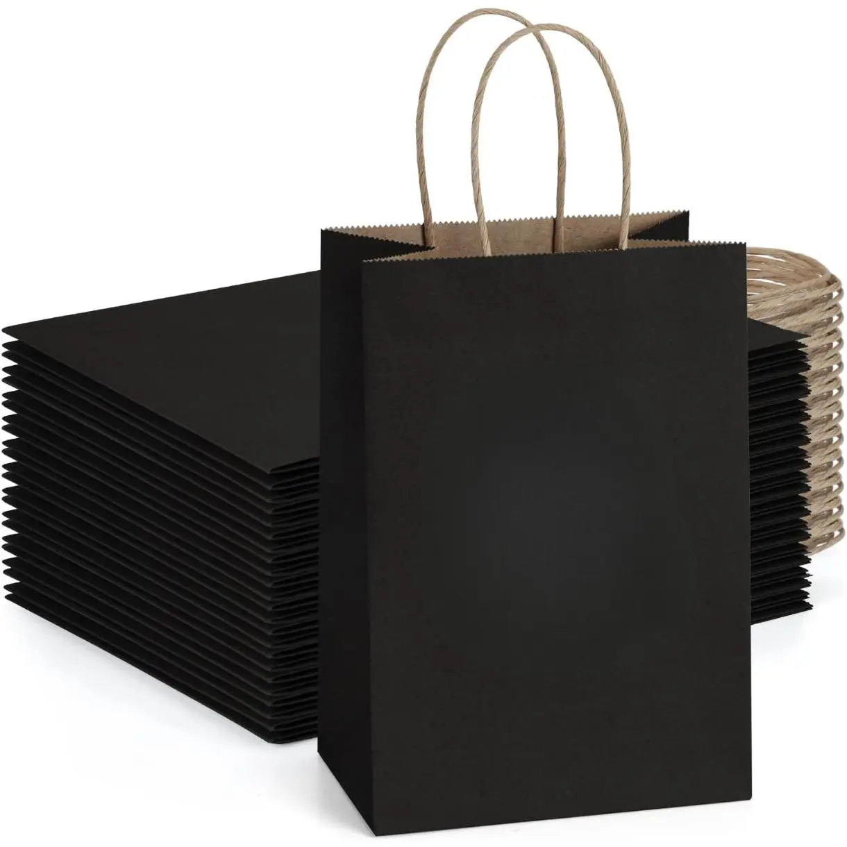 Kraft Paper Bags 25Pcs 5.25x3x8 Inches Small Paper Gift Bags with Handles Bulk for Party Favor, Retail, Merchandise, Black Gift Sacks Gift Wrapping Supplies Creative Gift Packaging
