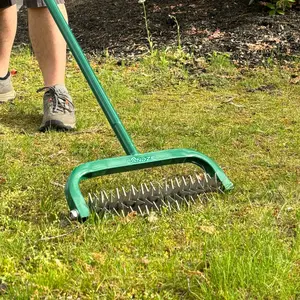 LANDZIE Overseeder - Rotary Cultivator Overseed Tool – Cuts Precise Channels in Soil to Improve Seed-to-Soil Contact and Boost Grass Seed Germination – Ideal for Lawn Reseeding and Soil Prep