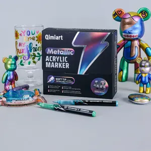 48 Color Metallic Liquid Acrylic Marker Set, Smart Ink Control System, Ideal for Rocks Ceramics Glass Wood Plastic Metal Canvas