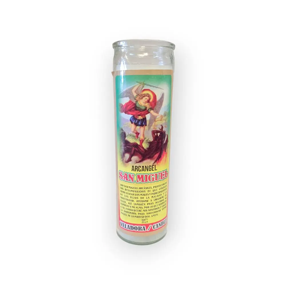 Archangel Glass Prayer Candle - Home Decor Supplies with Candlelight for Protection, Guidance, Spiritual Intention, Personal Altar Use, Aura Cleansing, Meditation Sessions