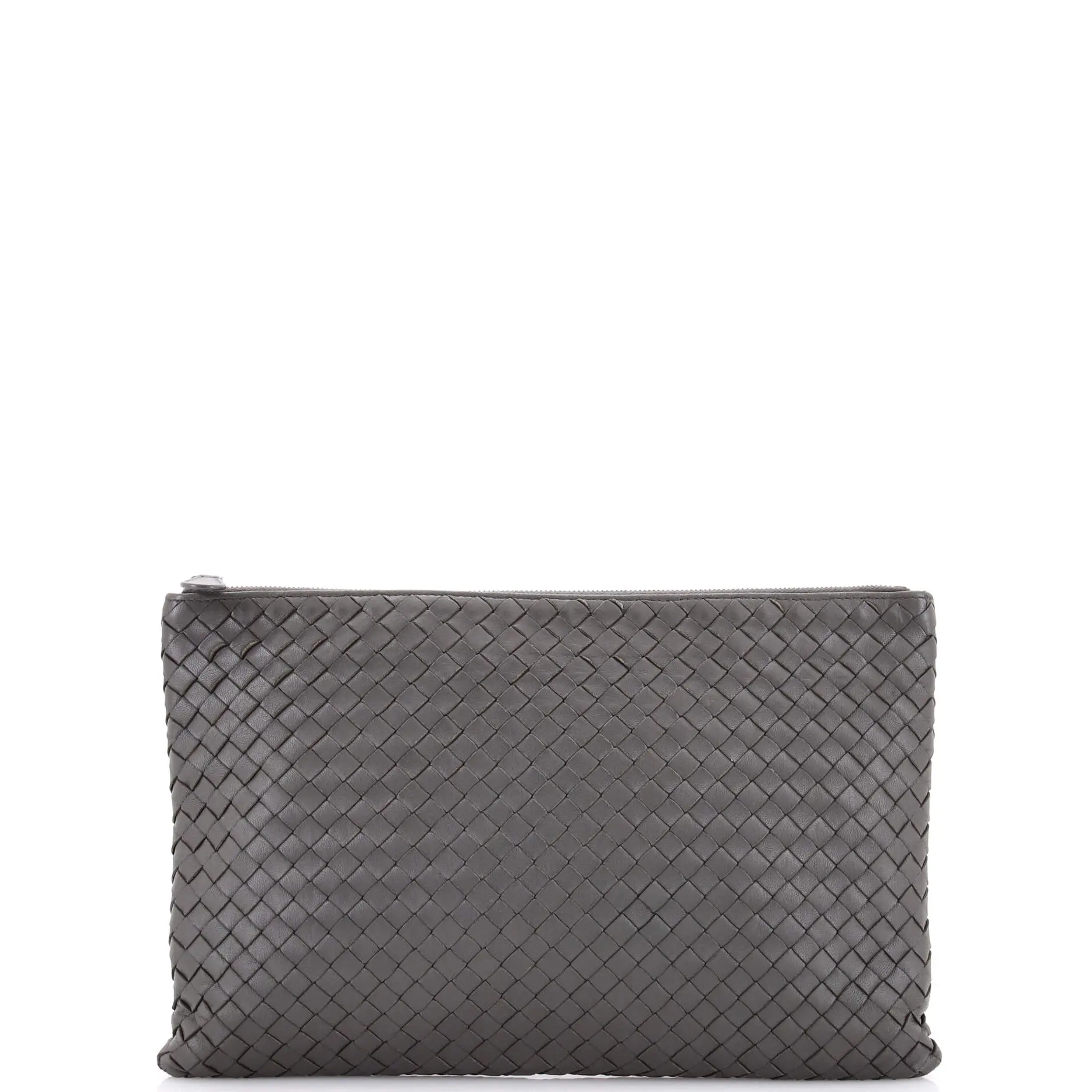 Pre-owned BOTTEGA VENETA Leather Small Leather Goods Zip Pouch Intrecciato Nappa Large