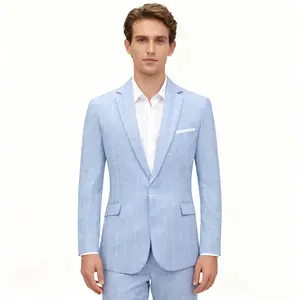 Viral Light Blue Plaid Men’s Blazer | Versatile Summer Blazer for Brunch/Date/Office  | Comfy & Easy to Style (Pairs Great with Tees/Button-Downs) | TikTok Trendy Aesthetic Outfit Must-Have business casual outfits suits bedazzled jacket luxury Slim Fit Pl