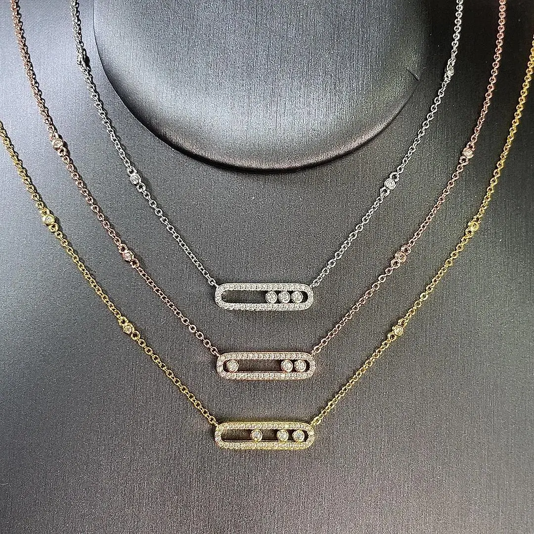 Necklaces For Women S925 Sterling Silver Three Diamond Moving Necklace Unique Personalized Jewelry Valentine's Day Gift
