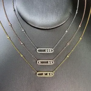 Necklaces For Women S925 Sterling Silver Three Diamond Moving Necklace Unique Personalized Jewelry Valentine's Day Gift