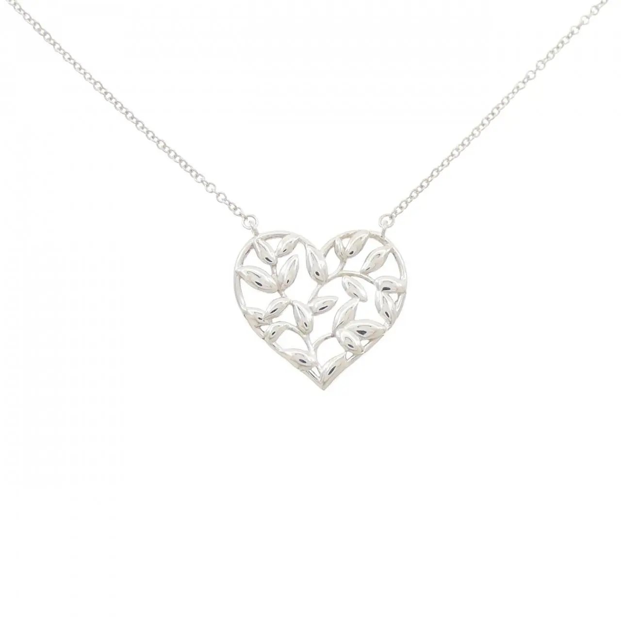 Pre-owned Tiffany & Co. Sterling Silver 925 (Ag925) Small Leather Goods Tiffany Olive Leaf 925 Silver Necklace
