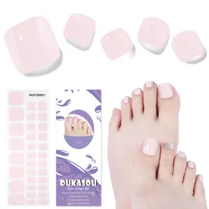 DUKASOU Semi Cured Gel Toe Nail Strips,32 Pcs Toe Nail Stickers Full Nails Wraps,Long Lasting UV Strips Art Stickers Easy to Apply