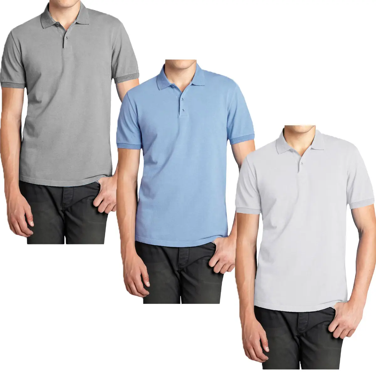 Heather Grey-Light Blue-White