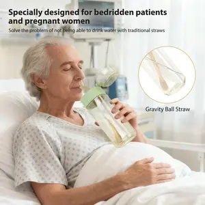 PPSU Pregnancy Water Bottle 17oz, Durable 180°C Heat-Resistant, Patented Leak-Proof for Lying Down, Nausea Relief Drinking Support, Silicone Suction Port, Essential for New Moms, Bedridden Care or Outdoor Activities