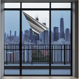 Insulated glass film, always privacy sunshade film, non adhesive static electricity adsorption, suitable for insulation, sunshade and privacy protection, suitable for balcony, office and bedroom windows, reusable window decoration film, 23.63 * 196.85 in