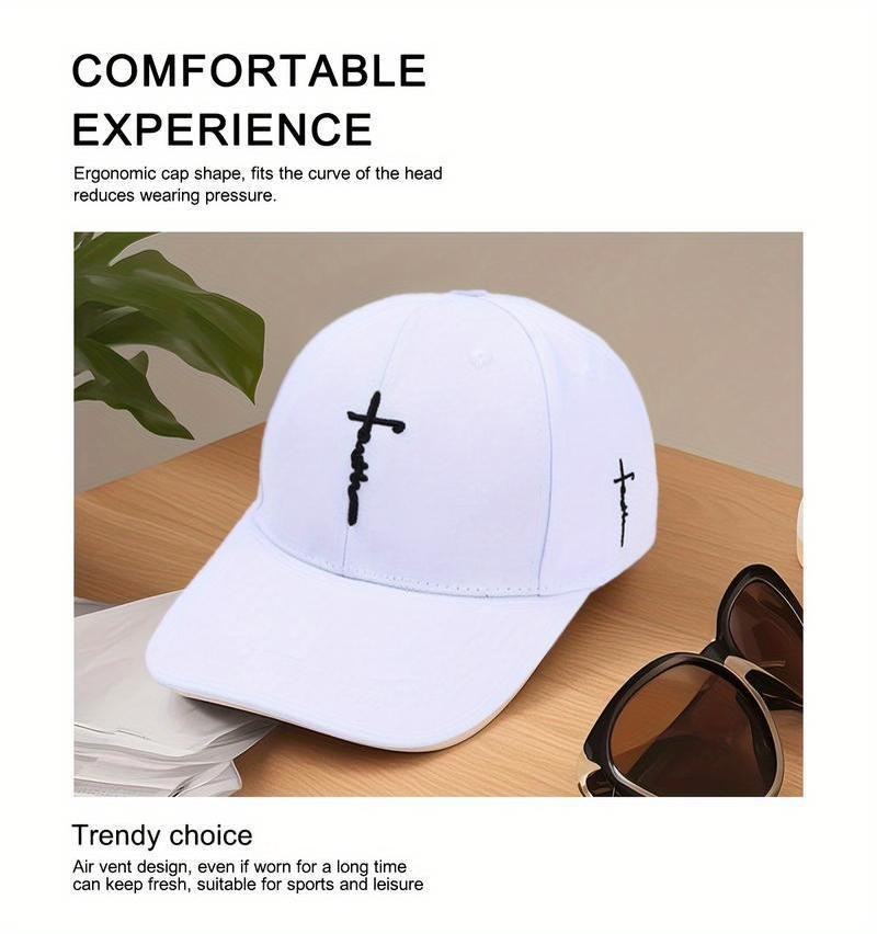 2 Pack Adjustable Baseball Caps Unisex Black White Cross Embroidery Casual Hats