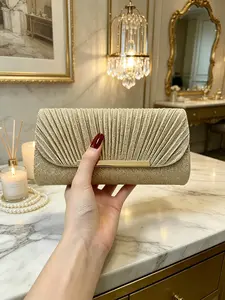 Outings in Spring and Summer Women's Fashion Evening Clutch Bag, Fashionable Embellished Clutch, Sequin Pleated Design Ladies Day Clutch, Sling Bags for Weddings Party Banquet Shoulder Bag, Daily Use, Gift