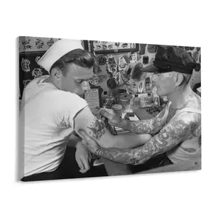 Black And White Posters Vintage Tattoo Store Wall Art Sailor Tattoo Wall Art Studio Decoration Print Gifts
