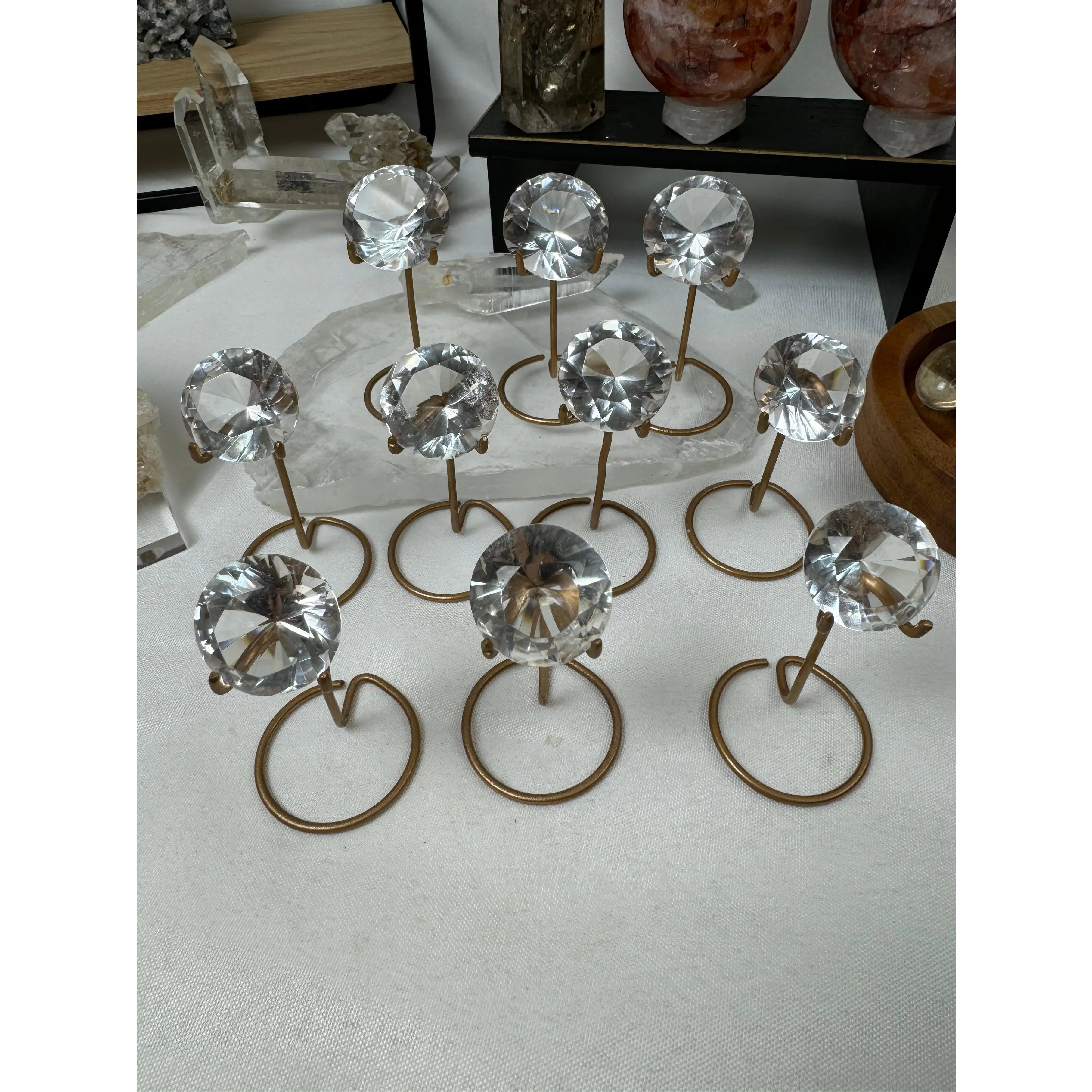 Brilliant Cut Diamond Clear Quartz Crystal