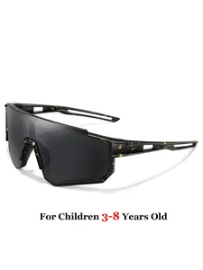 Kids Fashion Sunglasses 3-8 Years, Outdoor Sports Glasses Unisex, Colored Mirror Lenses, Windproof, for Baseball, Cycling, Hiking, Fishing, Travel