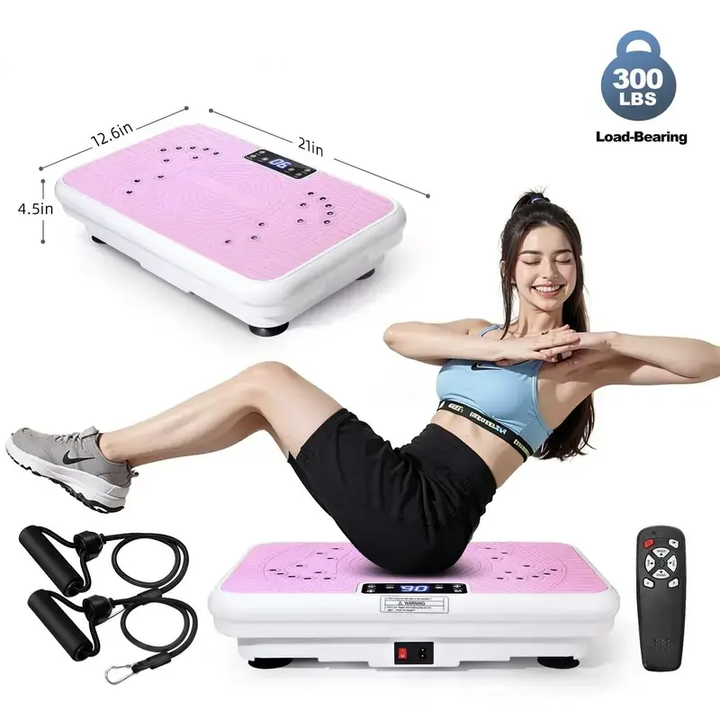High-Power Vibration Plate Exercise Machine - Unisex Compact Adjustable Home Gym Exercise Equipment with Weight Capacity, 3 Workout Modes, Remote Control, Full Body Home Workout Gear for Indoor Waist Twist and Core Ab Training