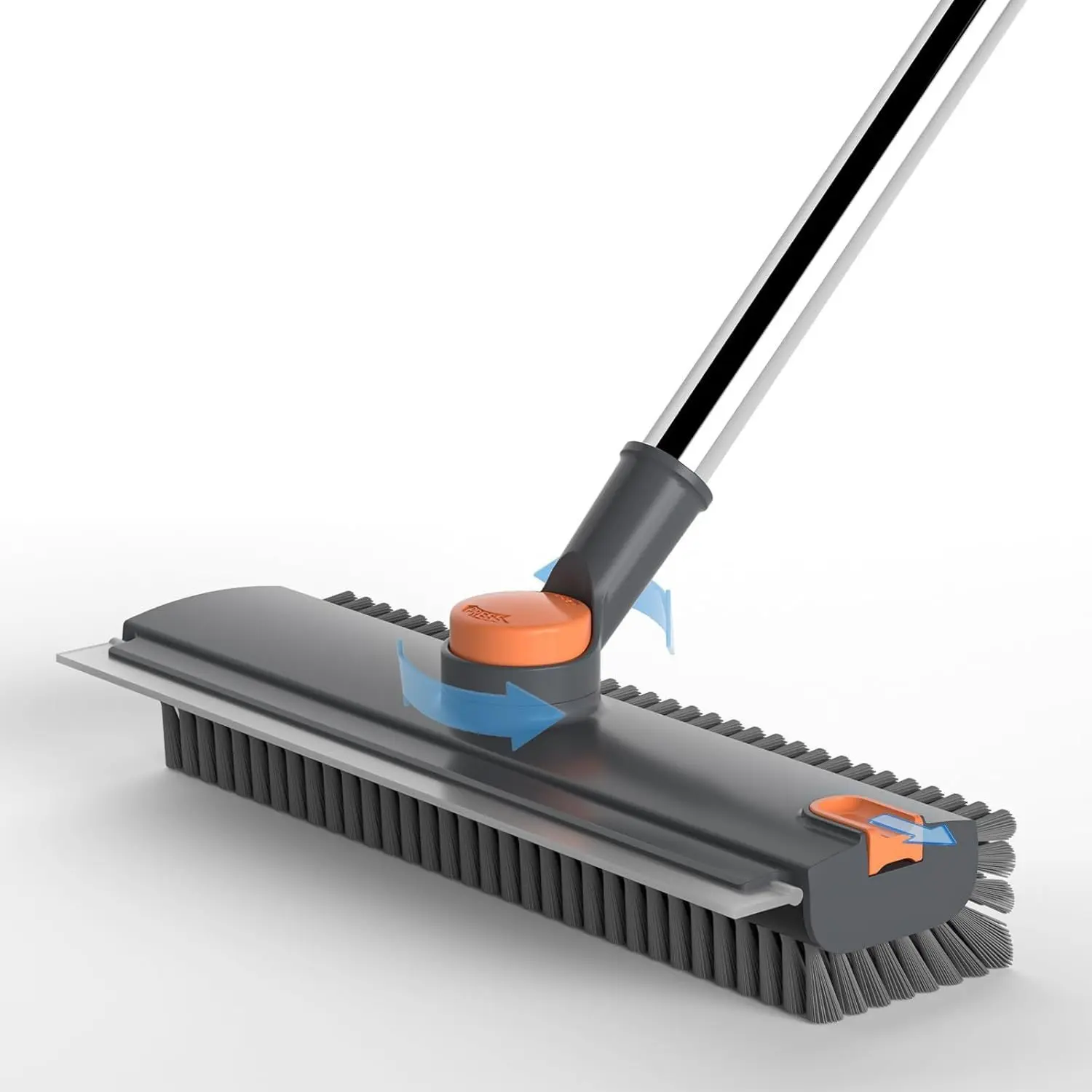 Floor Scrub Brush with Squeegee, Long Handle 4 in 1 Tub Brush, 52 inch Upgraded Multi-Functional Stiff Bristle Cleaning Brush, Rotating Tile Scrubber for Bathroom, Patio, Pool and Garage Deep Cleaning Tasks.household cleaning
