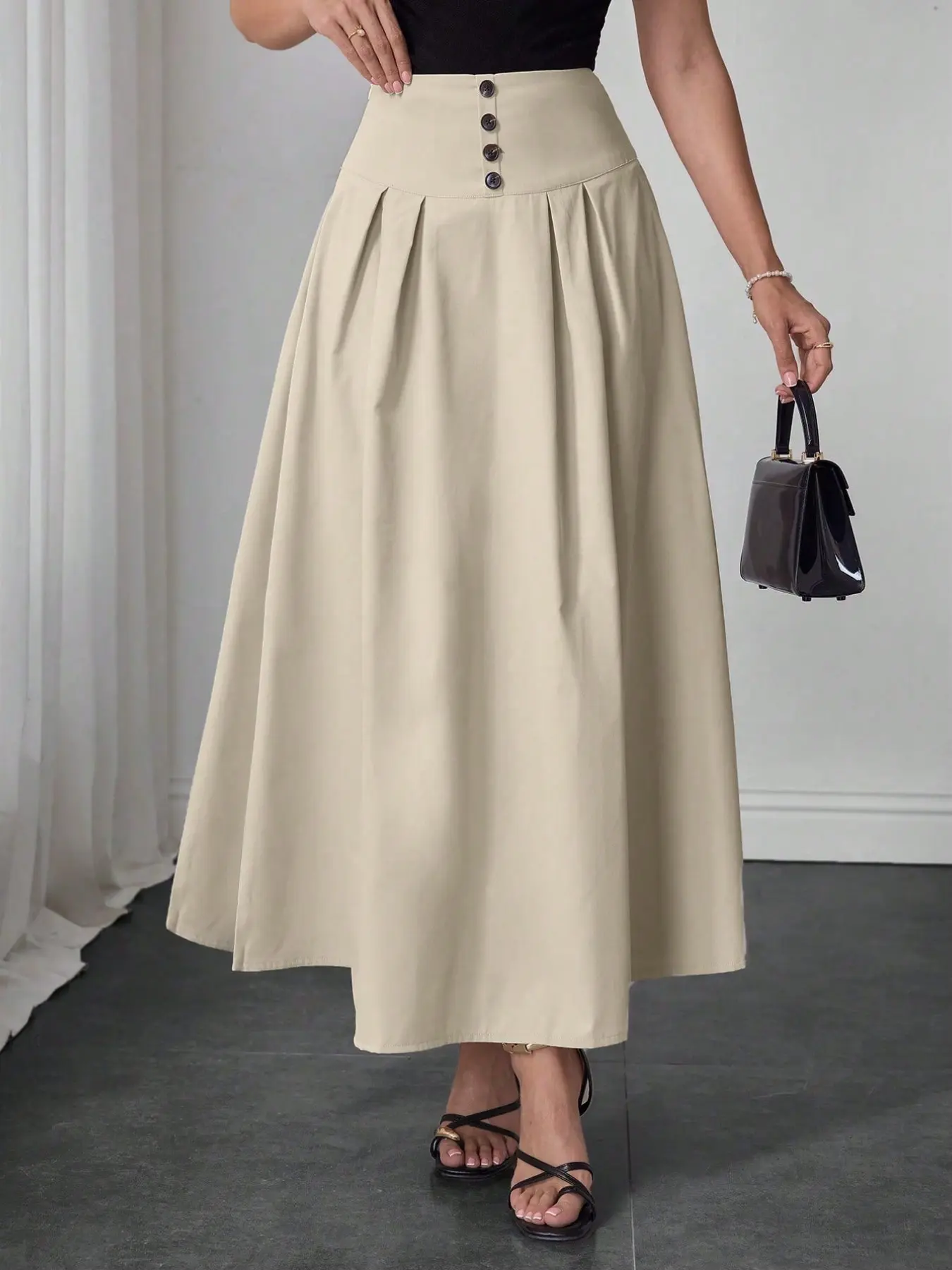 Women's Casual High Waist Slim Fit A-Line Umbrella Skirt, Drape, Stylish and Comfortable, Perfect for Daily Wear, Fashionable Ladies' Clothing