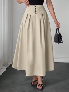 Women's Casual High Waist Slim Fit A-Line Umbrella Skirt, Stylish and Comfortable, Perfect for Daily Wear, Fashionable Ladies' Clothing