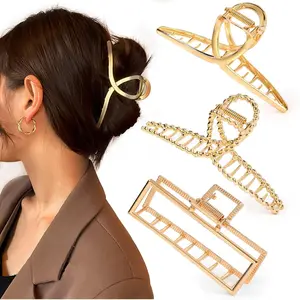 3 PCS Metal Large Claw Clips  Thick Heavy Hair, Strong Hold Big Non-Slip Hair Catch Barrette Jaw Clamp  Long Hair, Fashion Styling Accessories  Women Girls