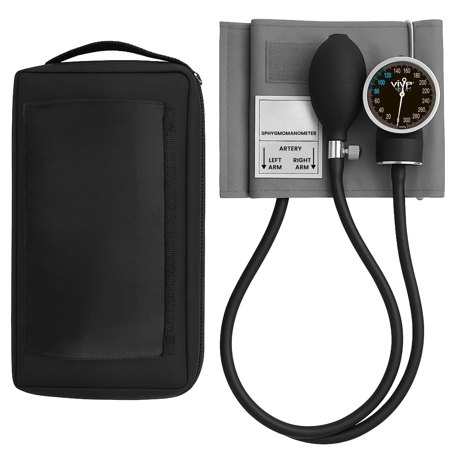 Manual Cuff - Aneroid Sphygmomanometer With Case Bp Kit Monitor For Adults  One Hand Tube Upper Arm Machine Bpm Meter Device Professionals