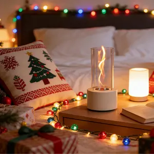 Tabletop Ethanol Fireplace - Smokeless Real Flame Portable Indoor Outdoor Ambiance Fire Pit for Home Patio Stylish Enhancer Safe