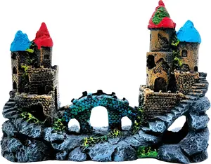 Antique Roman Column Ruins European Castle Aquarium Decorations Fish Tank Hideout Rocks (Medium Castle)