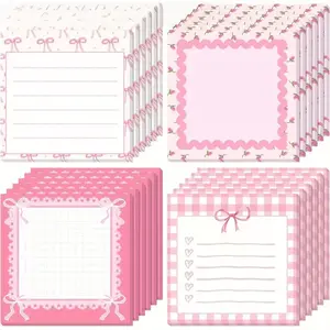 4/16 Pink Bow Sticker Notebooks -7.52x7.52cm Cute Flower and Heart Design, Cute Female Sticker Notebooks, School Supplies, Party Gifts, Cute Sticker Notebooks, Cute Notes, Note Pad, Notes, Cute Designs