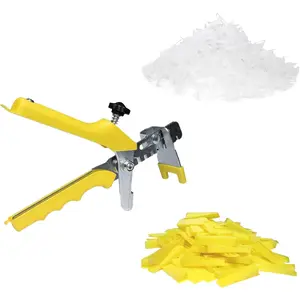 Tile Leveling System with Plier - 1200 Leveling Clips and 300 Reusable Wedges, 1/8 Inch Leveler Spacers DIY for Wall/Tile and Stone Installation