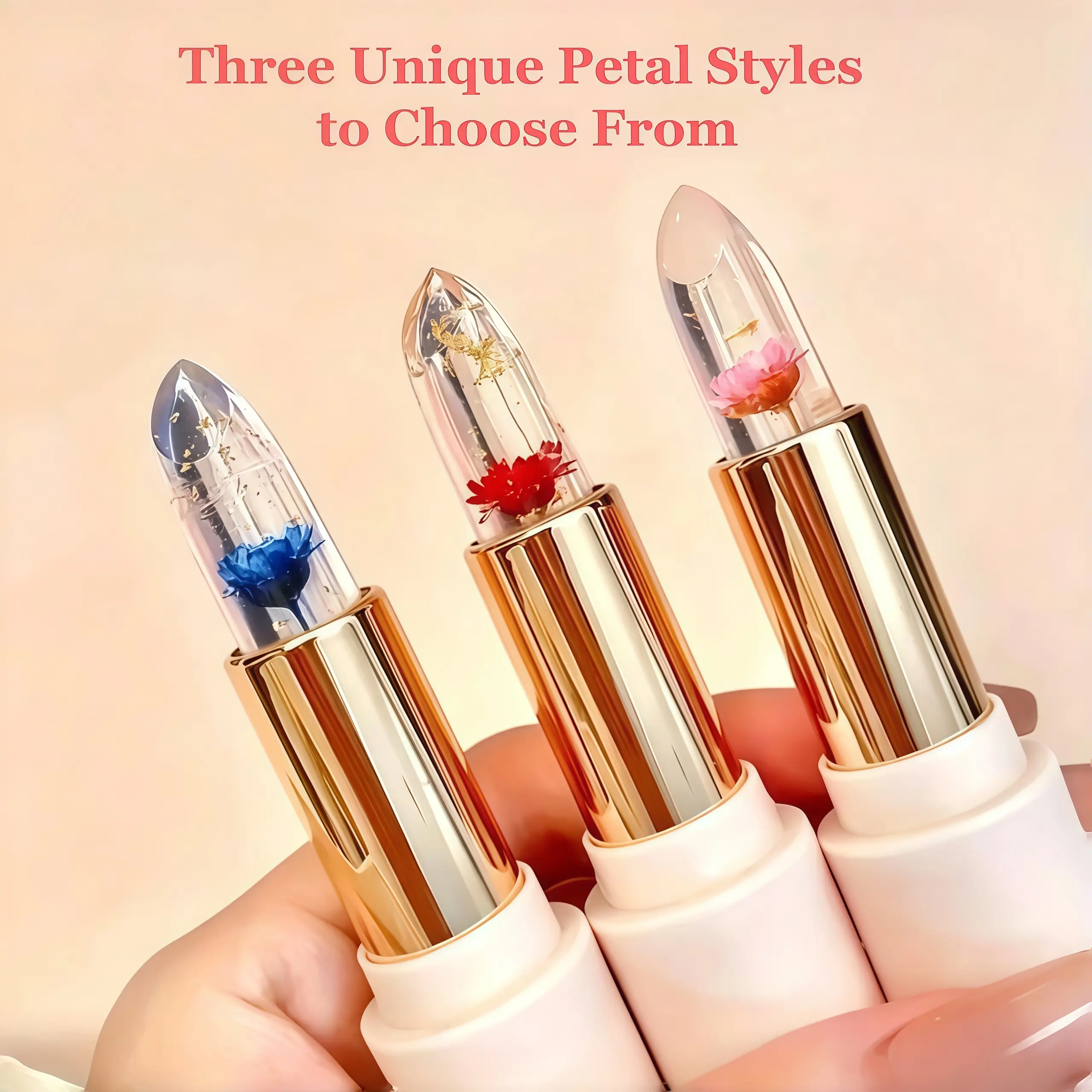 2026 New Flower Lipsticks Clear Jelly Lip Tint Set with Temperature Change Color and Moisturizing Lip Gloss for Women Gift