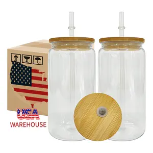 50 Pack YIPAI 16oz Version 2.0 Clear Plastic Cup with Bamboo Lids Same Shape As 16oz Glass Can Work for UV DTF Wraps Ship From USA Warehouse Disposable