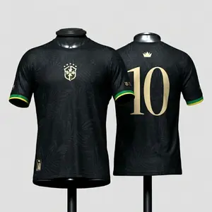 Premium Brazil Soccer Jersey, Vintage StreetwearFootball Shirt Men Women, Retro Streetwear Sportswear Top, Red Black Gold Athletic Jersey