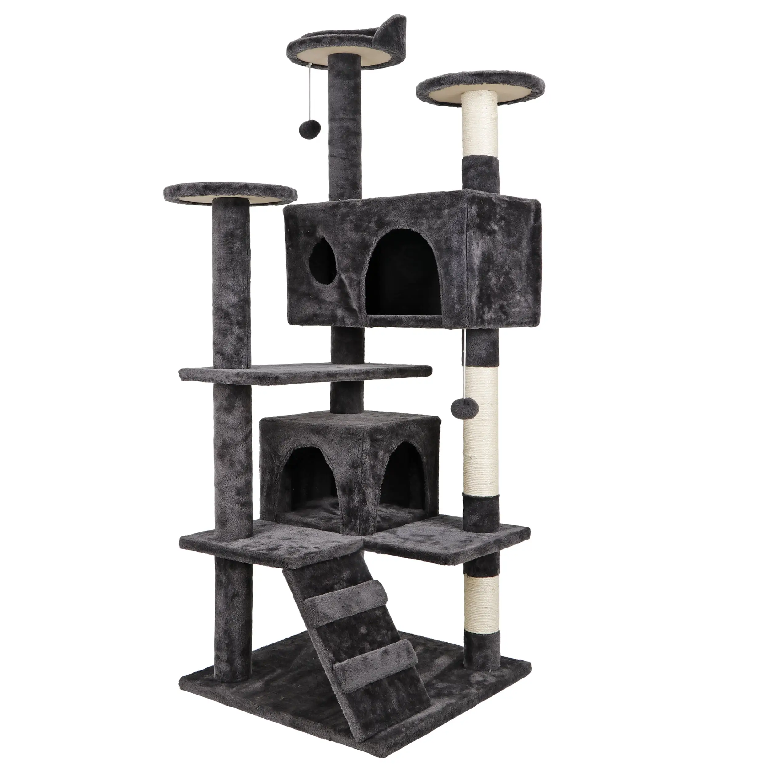 SUPERDEAL 53-in Cat Tree & Condo Scratching Post Tower Indoor Cat Tower Cat Play House Cat Furniture