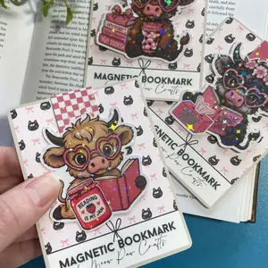 Highland Cow Magnetic Bookmark, Cute Cow Holographic Bookmark, Bookish Gift For Book Lovers