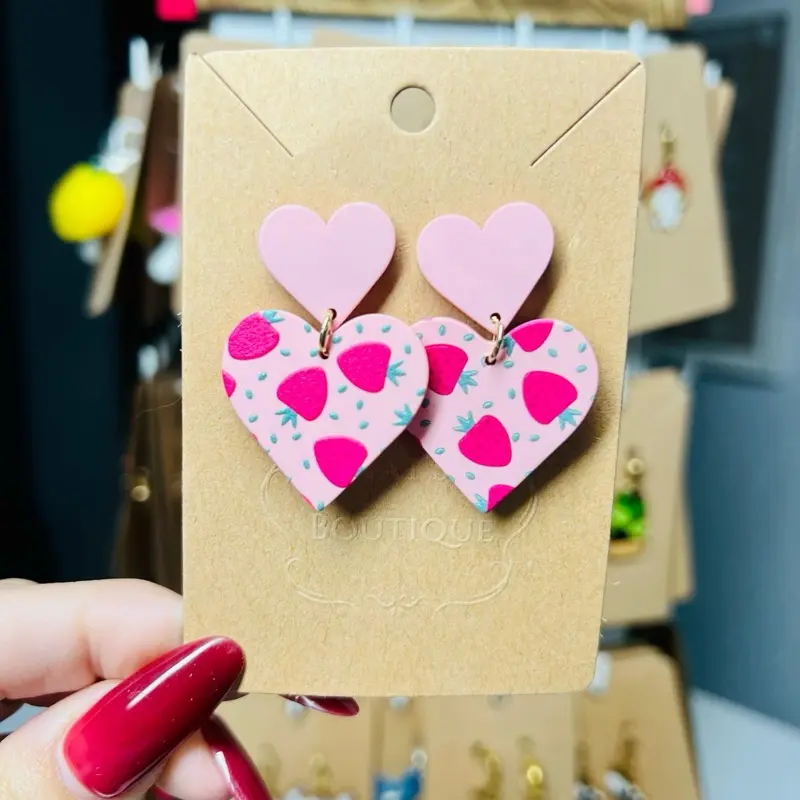 Heart Polymer Earrings, Hypoallergenic Costume Jewelry, Suitable for Casual Outfits Women, Female-Unisex Fashion Accessories