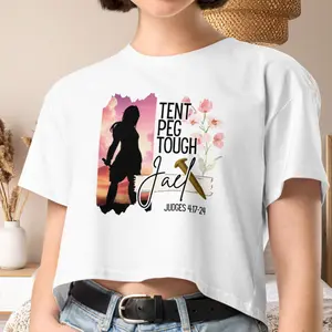 Jael Tent Peg Tough Christian Crop Top | Women in the Bible Shirt | Relaxed Fit Crop Top