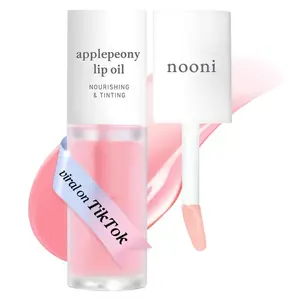NOONI Korean Lip Oil - Applepeony | Long-Lasting, Moisturizing, Plumping, Revitalizing for Dry Lips, Waterproof, No Peel Off, Hydrating Lip Stain, Stocking Stuffers, Cute Stuff, 0.12 FL Oz