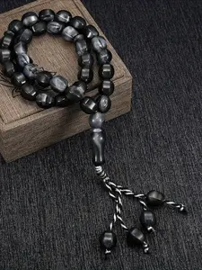 33 Black Angular Acrylic Bead Beads, Hand Knotted Prayer Beads, Bracelet, Stackable for Wearing, Ramadan, Prayer Accessories and Accessories