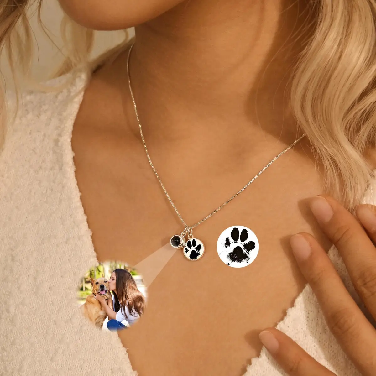Custom Pet Photo Projection Necklace, Projection Photo Necklace, Initials And Picture Necklace, Dog Memorial Necklace, Gift For Pet Lover