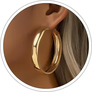 Large Gold Hoop Earrings Lightweight Chunky Gold Earrings for Women Silver Chunky Earrings 14k Gold Big Hoop Earrings for Wedding