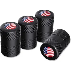 American Flag Valve Stem Caps, Aluminum USA Tire Valve Caps, Universal Dust Proof Stem Cover