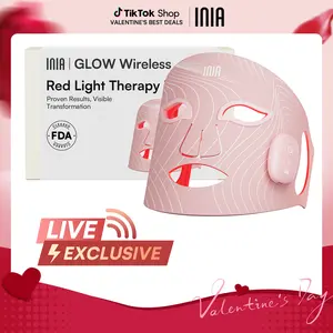 【LIVE EXCLUSIVE】INIA GLOW Wireless LED Face Mask, 2-Year Warranty, Portable and Rechargeable for LED Facial Mask Skincare at Home and Travel, The Ultimate Gift Choice for this Season