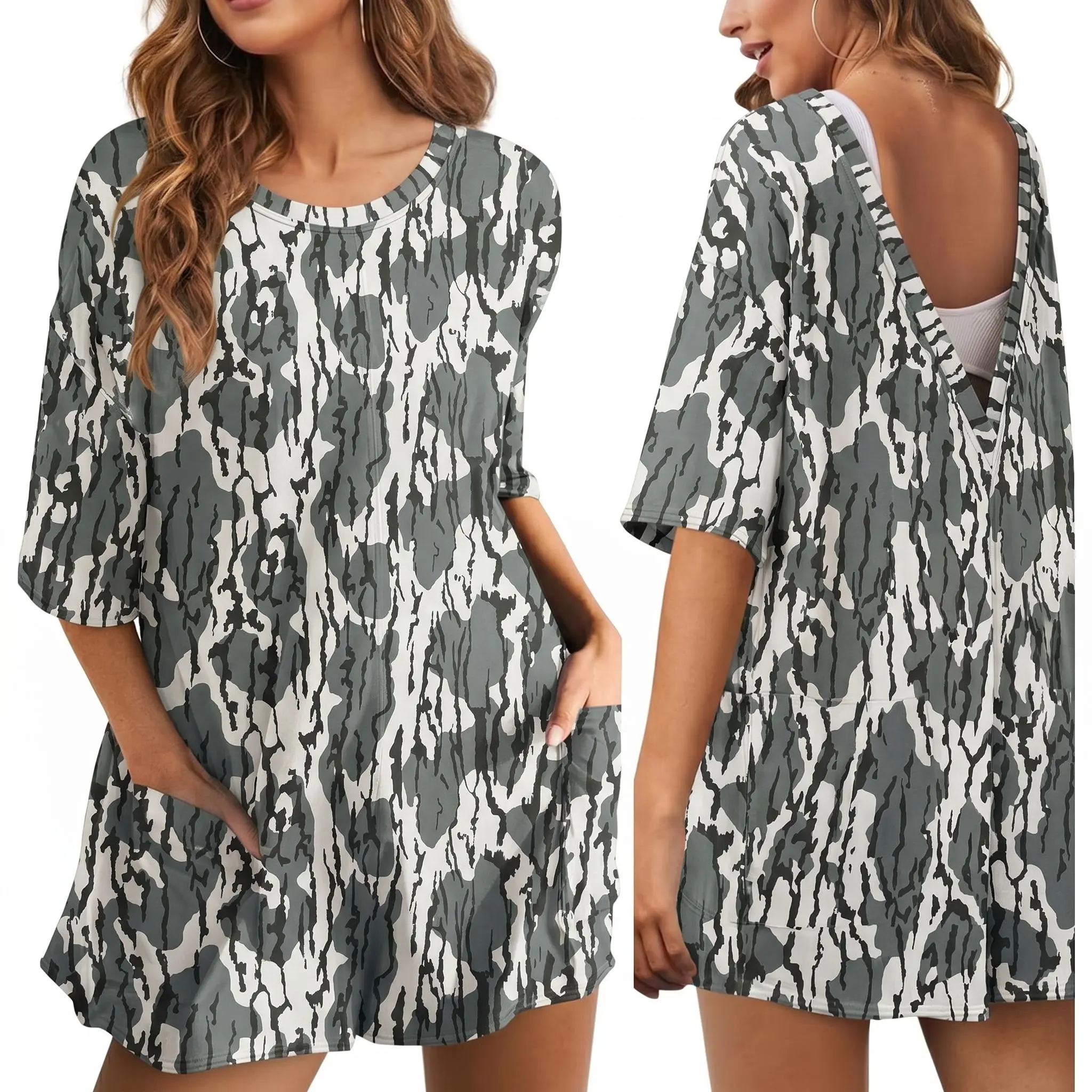 Stylish Women's Short Sleeve Crew Neck Romper with Pockets – Perfect for Spring and Summer Casual Outfits