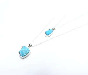 Kingman Turquoise Freeform Pendant – Sterling Silver .925