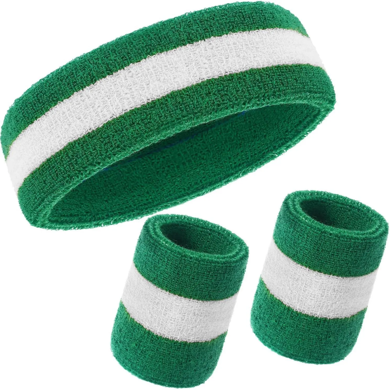 3 Pcs Sweatbands Set 80s 90s Neon Sports Headband Tennis Striped Sweat Band Sports Competitions Games for Men Women Party Supplies