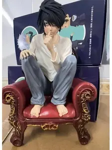 In Stock Full Painted Death Note L. Lawliet Squatting Sofa Figurine Model Death Note Figure Character Anime Toy Random